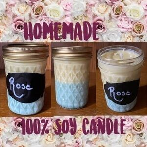 100% Soy Candle Rose Scented 8 oz​